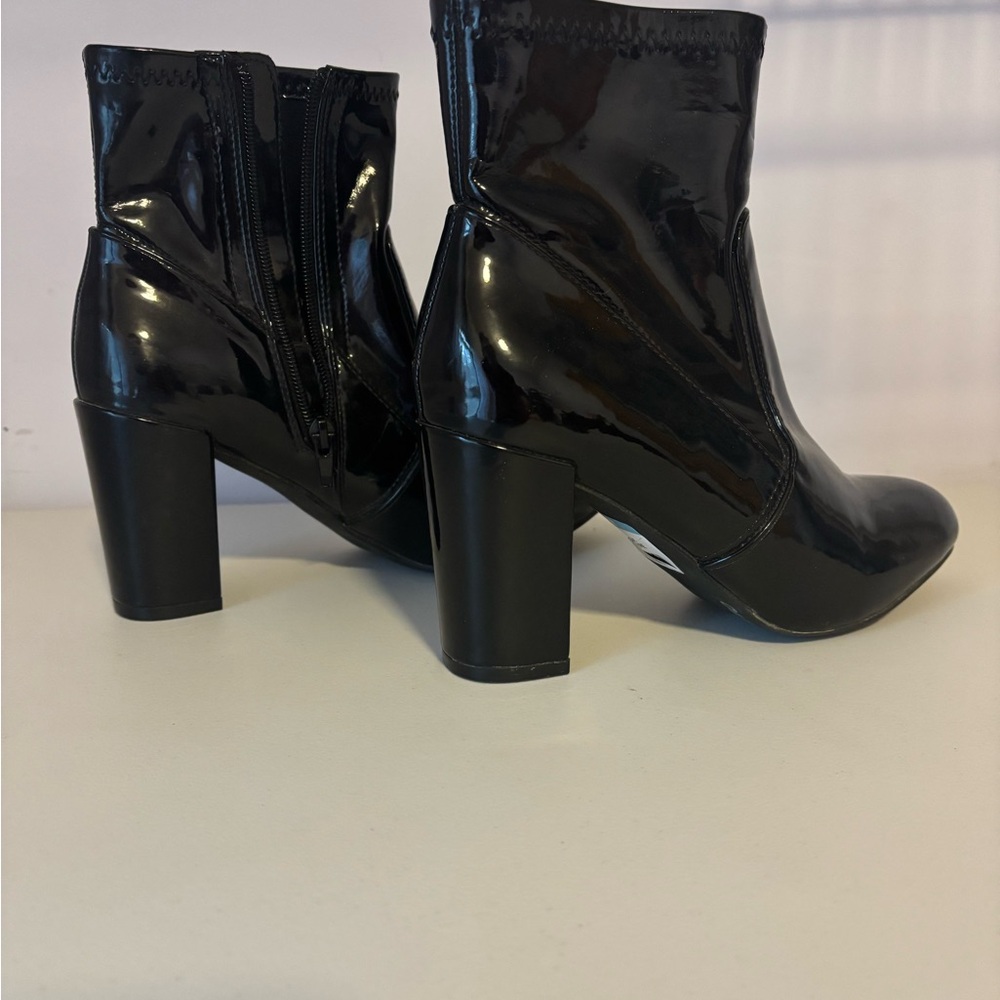 Black Patent Leather Ankle Boots